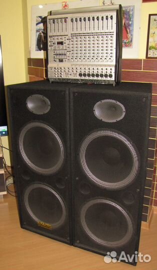 Колонки Dj-Tech 1600W 2ш Активный микшер Behringer