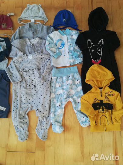 Большой пакет тёплой одежды на мальчика 68-74р