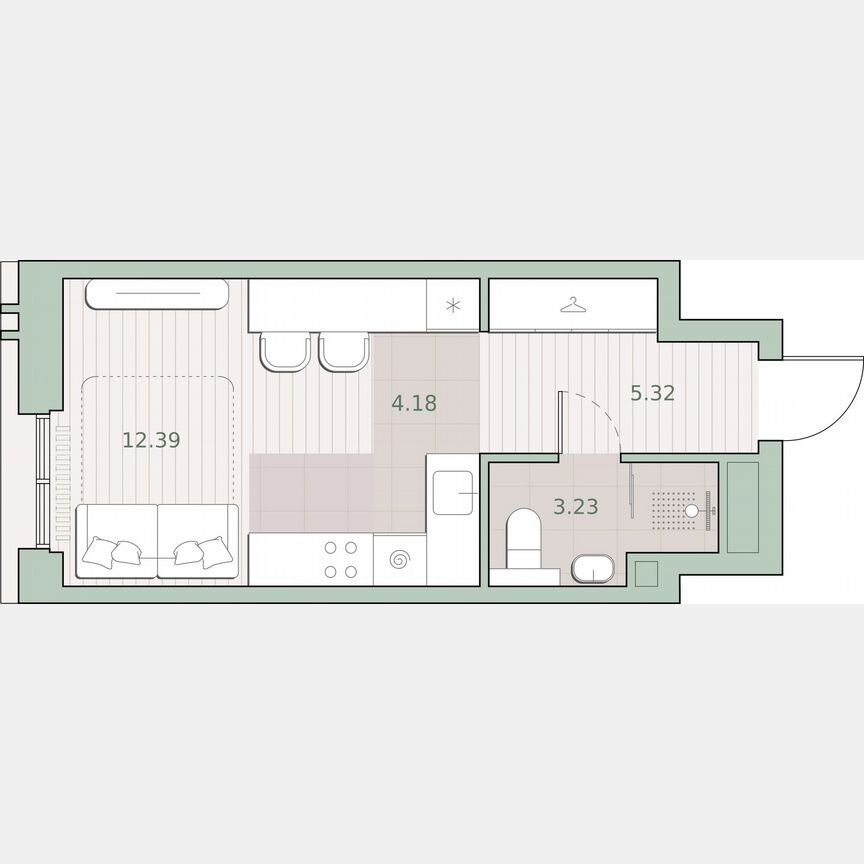 Квартира-студия, 25,1 м², 13/30 эт.