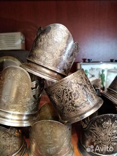 Подстаканники из серебра разные