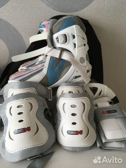 Роликовые коньки Roces женские 38 р. с защитой