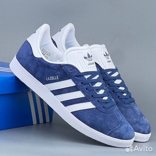 Голубые Adidas Gazelle свежие