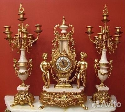 Подсвечники из бронзы с ониксом, золото