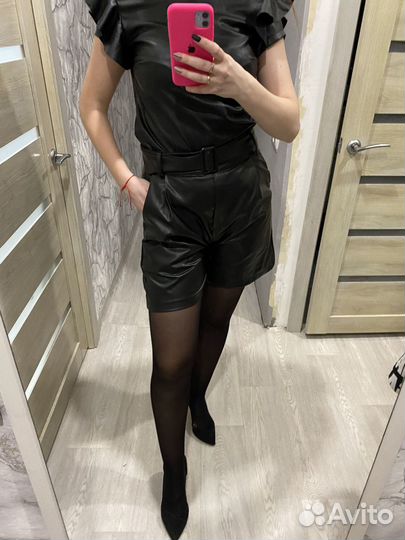 Шорты женские кожаные