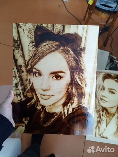 Выжигаем портреты по фото на дереве Подарок