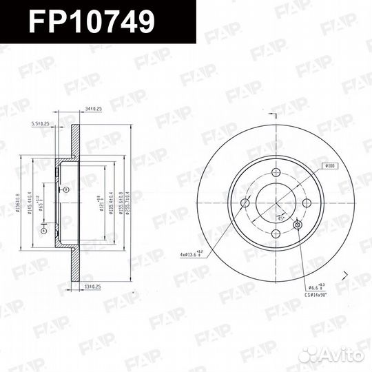 Диск тормозной FP10749 FAP Россия