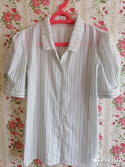 Блузка рубашка женская 50 ретро с вышивкой