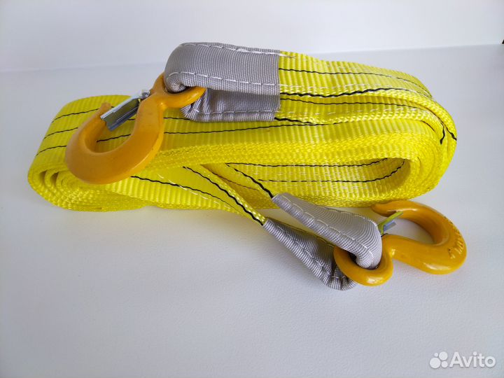 Трос ленточный буксировочный 10т 5м с крюками
