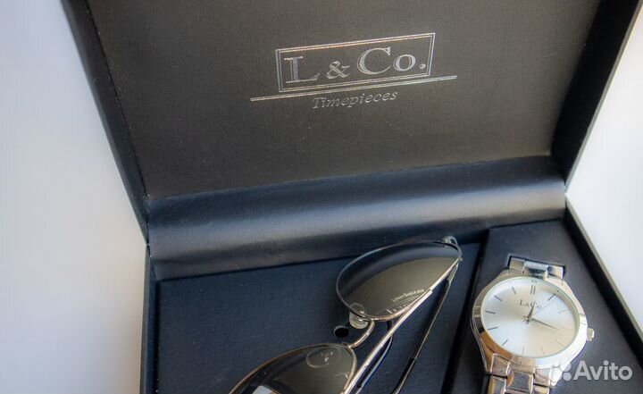 Мужской подарочный набор часы и солнцезащитные очк