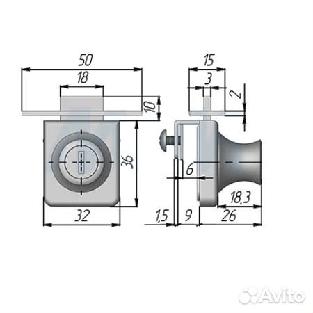 Замок-ручка для 1-ой двери, без сверления, выдвижн