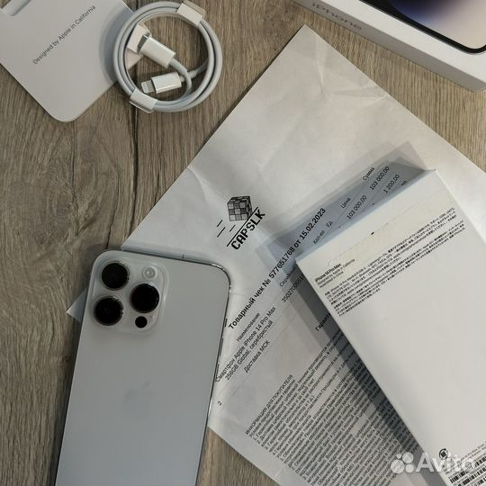 14 Pro Max: 256, белый, SIM+eSIM, 02.24, 100 акб
