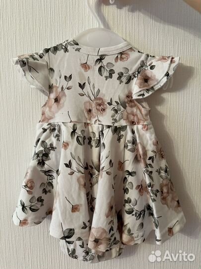 Боди с юбкой платье и повязка для новорожденных