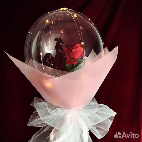 Роза Тюльпан в шаре светящаяся