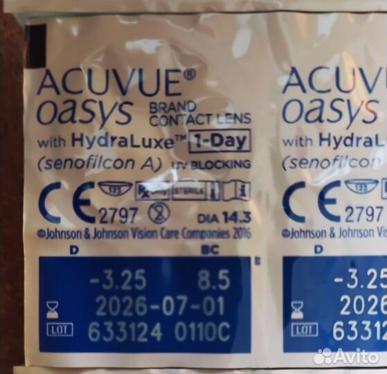 Линзы контактные 1-Day Acuvue oasys -3.25