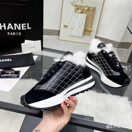 Кроссовки Кеды Chanel на меху Зима Размер 36-41