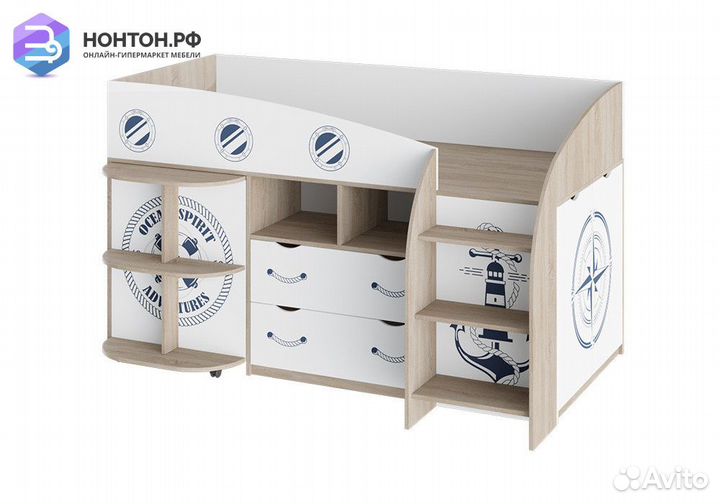 Кровать комбинированная Немо дуб сонома / белый