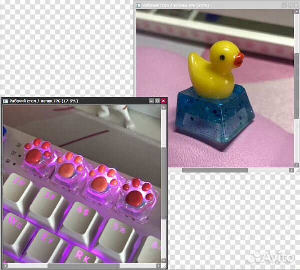 Милые кейкапы Лапка и Уточка из эпоксидки