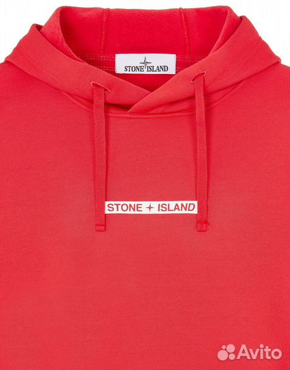 Кофта stone island micrographic print hooded RED