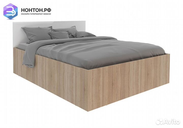 Кровать со спинкой Илга 1.6 м дуб сонома / белый