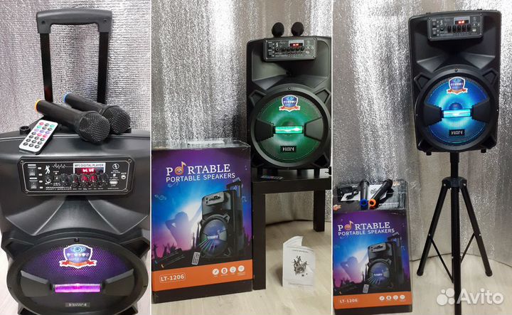 Большая колонка LT 60w 2 беспроводных микрофона