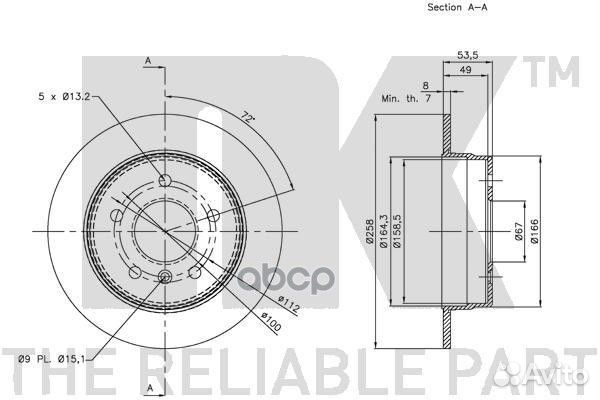 Диск тормозной mercedes A-class W168 160-210 за