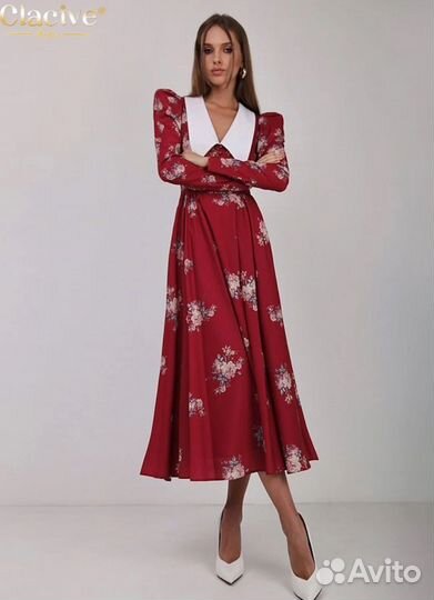 Платье миди с цветочным принтом s-m