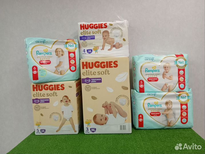 Подгузники и трусики Памперс и Хаггис 12 3 4 5 6 7