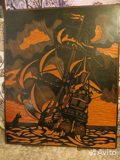 Панно СССР - Старинный парусник в океане