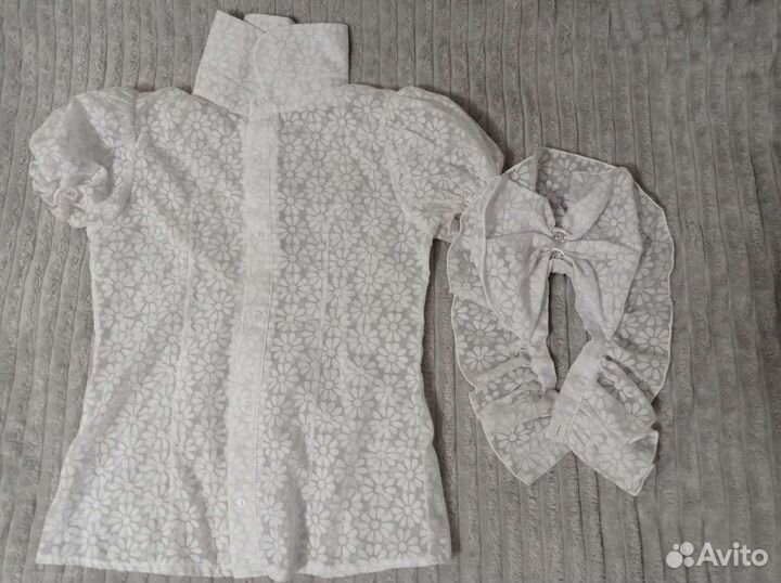 Школьная форма для девочки 134 серая с блузкой