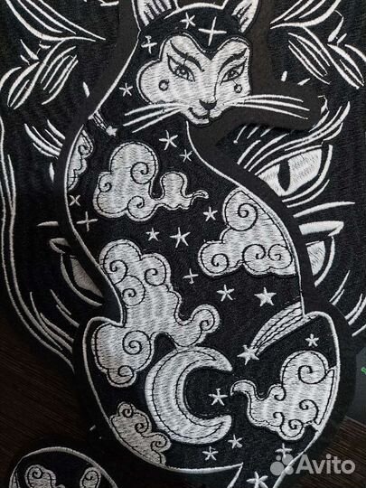 Нашивки на одежду большие. Самурай, кот