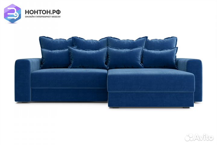 Диван угловой тик-так Омега темно-синий