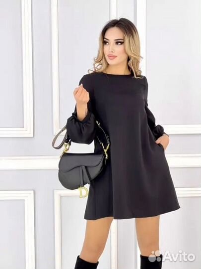 Платье черное мини