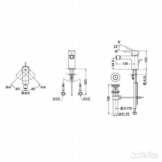 Смеситель для биде Toto Jewelhex Faucet TRG02301R