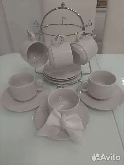 Набор чайной посуды 6 пар с подставкой