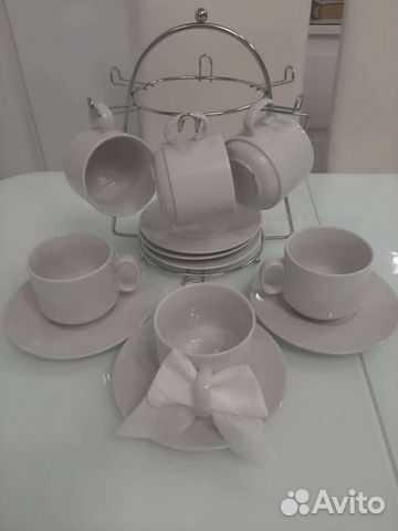 Набор чайной посуды 6 пар с подставкой
