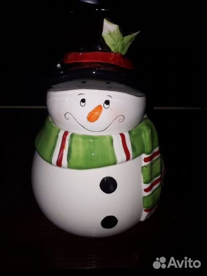 Новогдняя банка для печенья снеговик