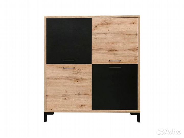 Тумба блэквуд, Дуб Вотан + чёрный, П556.05