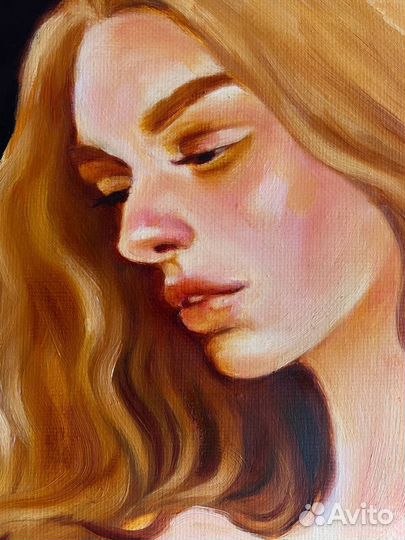 Картина маслом девушка письмо чувства ночь луна