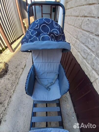 Детские санки с колесами для двойни