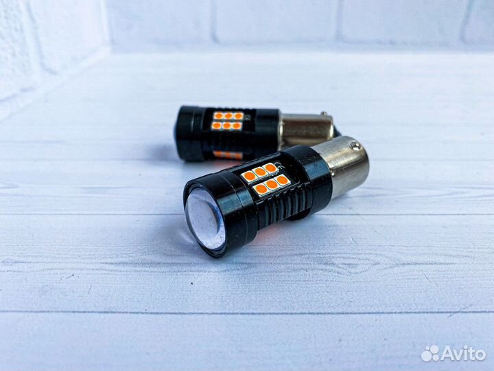 Led лампы P21W светодиодные желтые (оранжевые)