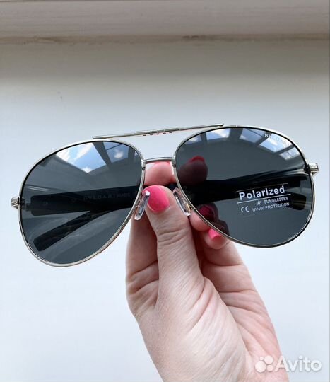 Очки Bvlgari Aviator металлические поляризационные