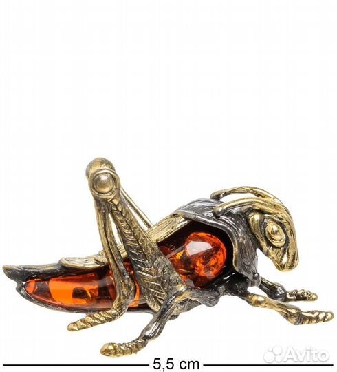 Фигурка Кузнечик (латунь, янтарь) A2101811