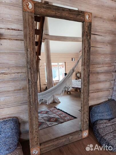 Зеркало большое кедр, ручная работа