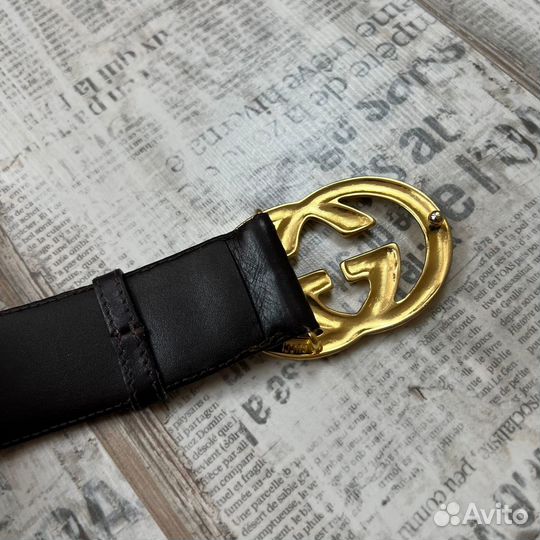 Ремень Gucci / Гуччи, крупная пряжка логотип