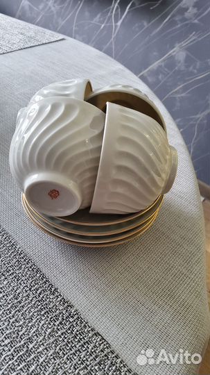 Чайные чашки с блюдцами, золотая полоса новая лфз