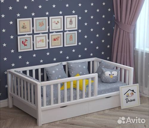 Кроватка высокий борт сингл для малыша из массива