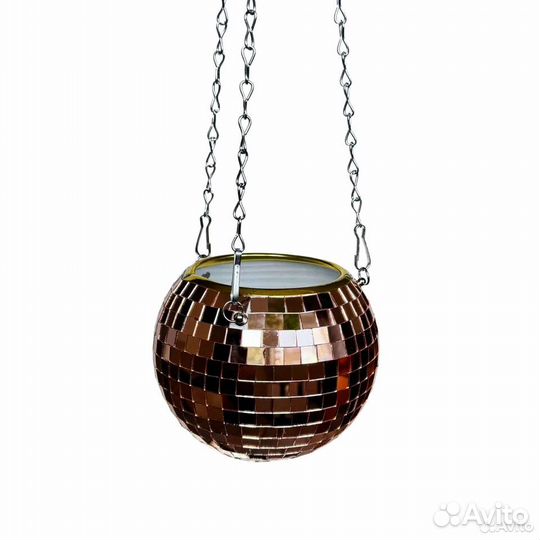 Кашпо из диско шара / кашпо из зеркальной мозаики