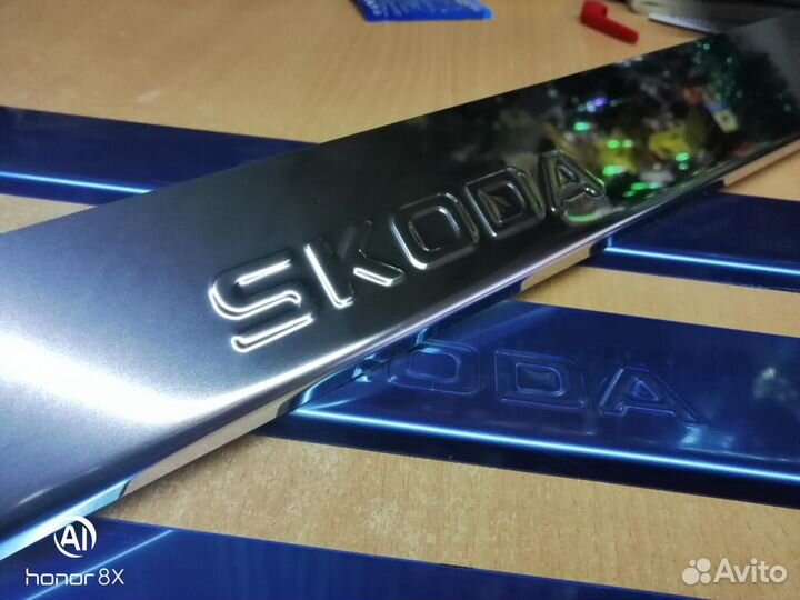 Накладки на пороги Skoda Rapid (нержавейка)