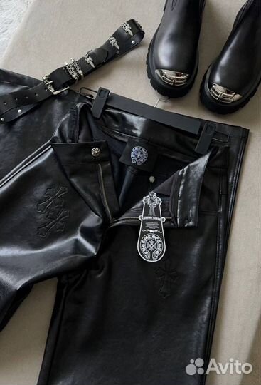 Кожаные брюки женские chrome hearts