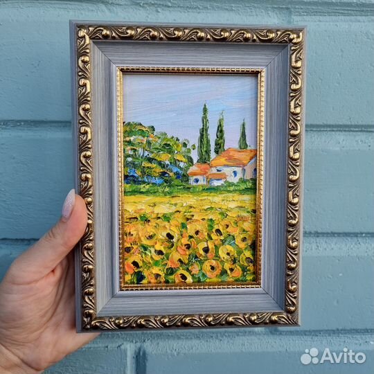 Картина маслом Прованс подсолнухи цветы пейзаж
